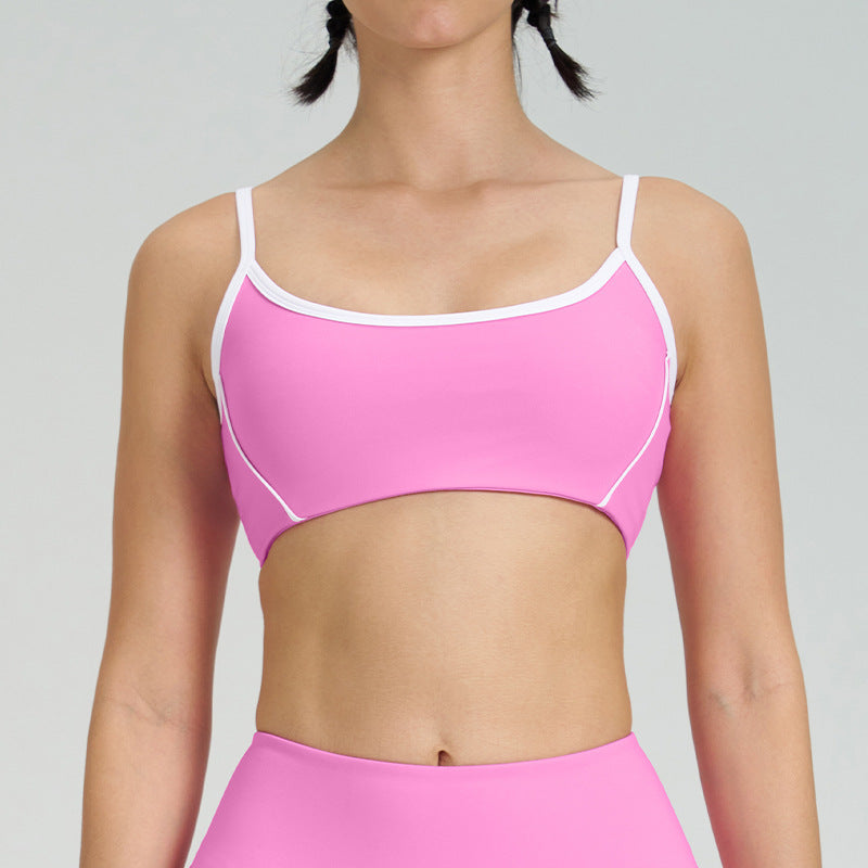 thin shoulder strap detachable chest pad fitness sling nude flared pants sports intimates yoga suit for women