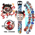 Nezha: the demon child rages in the sea - third prince electronic watch with 24 projection patterns, flip-top cartoon watch toy