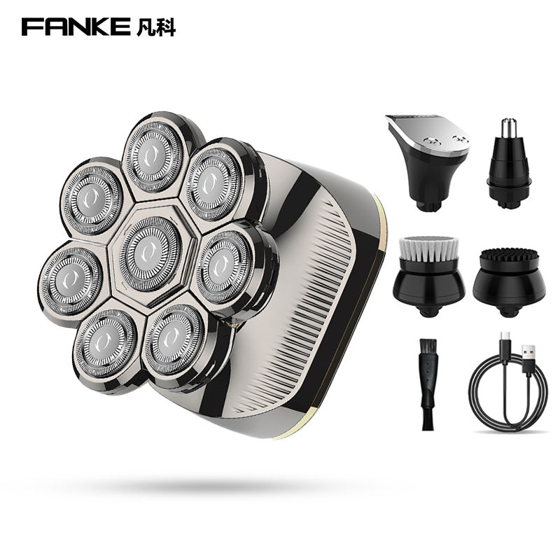 8w bald head electric shaver razor washable floating eight-head bald head handy gadget rechargeable hairdresser
