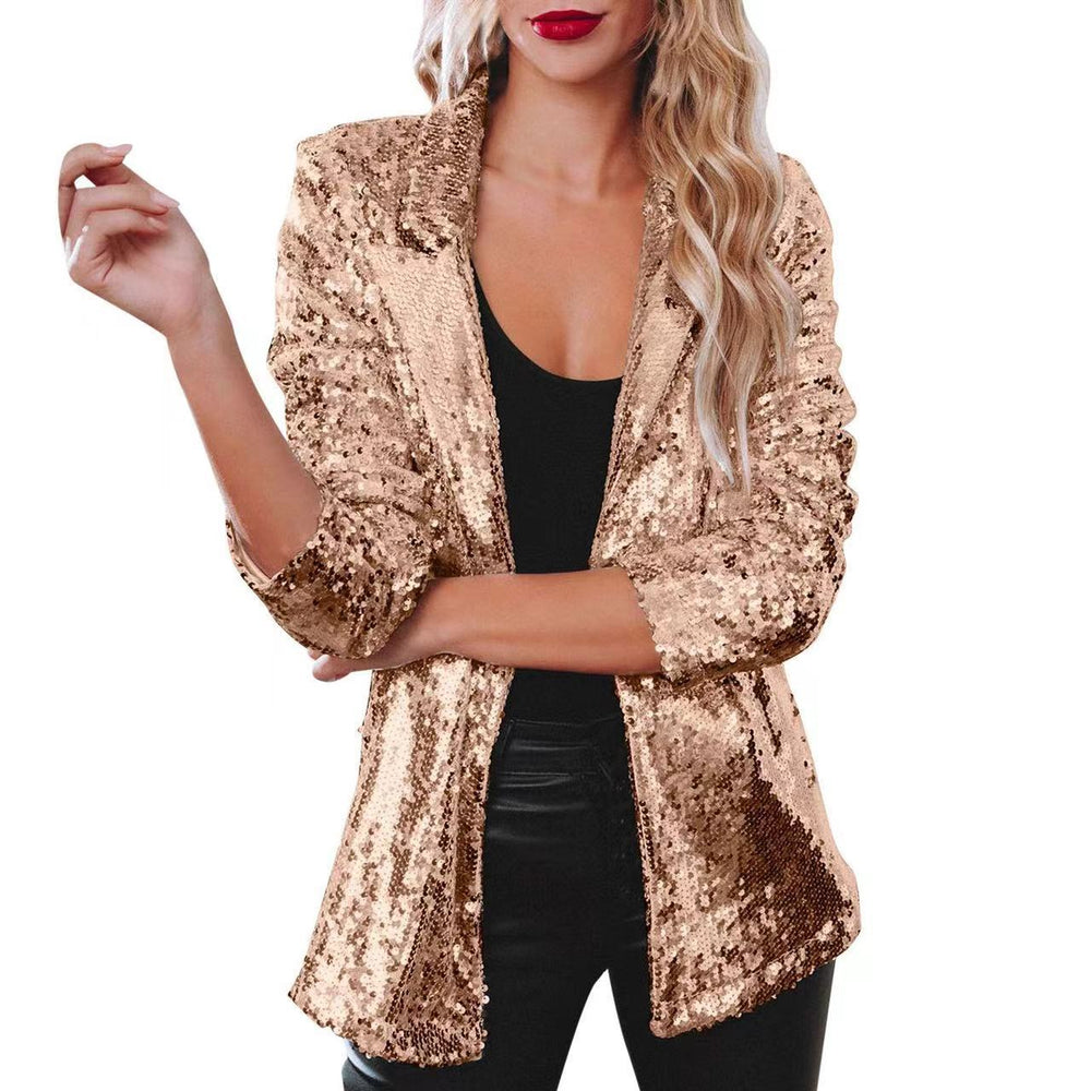 Aliexpress  european and american women casual sequin tops multi-color sequinlong sleeveselegant suit outwearins