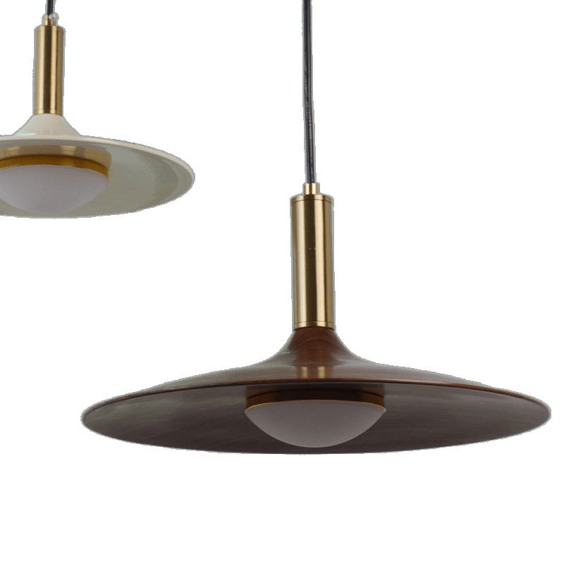 Walnut restaurant light American retro bedroom bedside light simple creative flying saucer homestay bar light Nordic chandelier