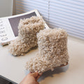 Vancahao girls' snow boots - new korean style for winter  - kids' fuzzy slippers with plush lambswool lining, warm cotton shoes