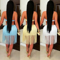 C7741 cross-border    new women's bandeau tassel mini dress nightclub party dress