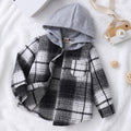 Baby long sleeve plaid hooded shirt top