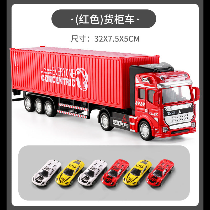 Die-cast alloy semi-truck toy - kids' playset with trailer, container transport, and realistic container model - perfect for young truck enthusiasts!