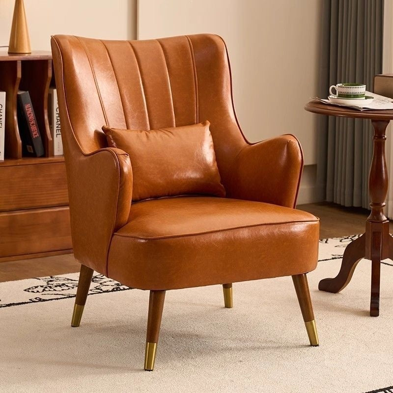 Second-hand style single sofa small apartment living room bedroom balcony oil wax leather casual single chair lazy sofa tiger chair