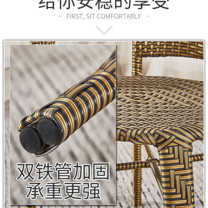 Simple balcony small tea table for home small apartment tea table living room rattan small coffee table table and chair combination glass round