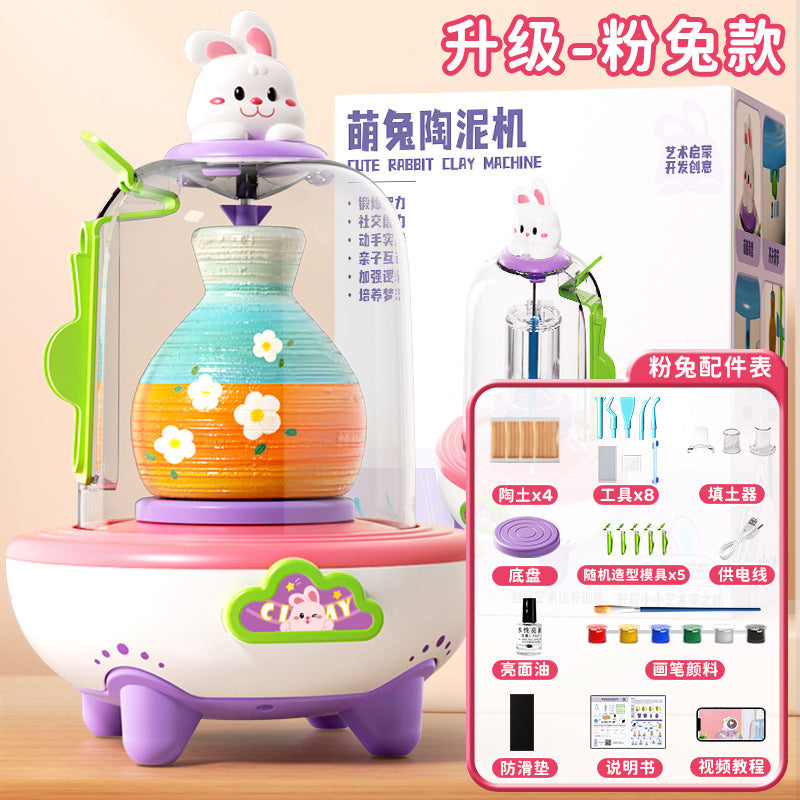 Electric mini pottery wheel kit for kids - diy clay sculpting set - no firing required - perfect toy & gift for elementary school students