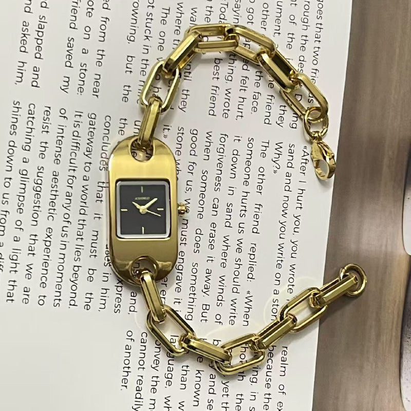 Ashinuo irregular dial chain hollow design high-end women's quartz watch wholesale live stream quartz watch