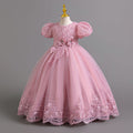 Wholesale foreign trade long dress children's formal gown puff sleeve lace princess dress girls' party dress girl dress