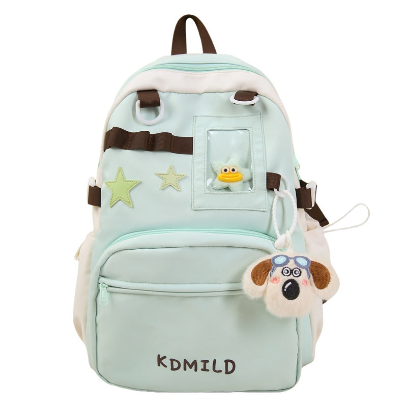 Small fresh nylon backpack girl 2025 new trendy college student schoolbag large capacity cute travel backpack