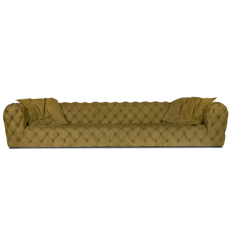 Foshan italian light luxury nubuck leather sofa american stylecasual living room nubuck velvet full buckle sofa furniture wholesale