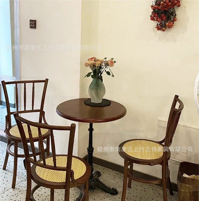American vintage dining table and chair set, french style dining chairs, retro cafe table and chair set, complete commercial restaurant table and chair set