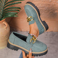 export plus size women's autumn new metal chain chunky sole fashionable versatile casual loafers wholesale