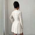 spring/autumn slim-fit, figure-flattering, high-quality, cute & sweet french-style grid dress - a unique and chic short dress