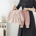 Girls' stylish autumn outfit set  new children's autumn shirt and pants two-piece set for little girls