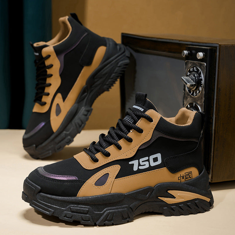 High-top men's shoes: 2025 fall/winter new arrivals - trendy casual martin boots, stylish and versatile, athletic anti-slip thick-soled work shoes