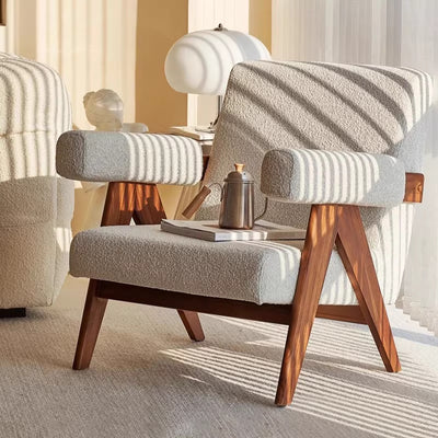 Solid wood ash fabric single sofa casual armchair balcony accessible luxury creative lounge chair tofu block sofa