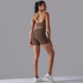 European and american sexy backless bra sports tank top high-waisted butt-lifting leggings seamless yoga outfit quick-dry fitness set