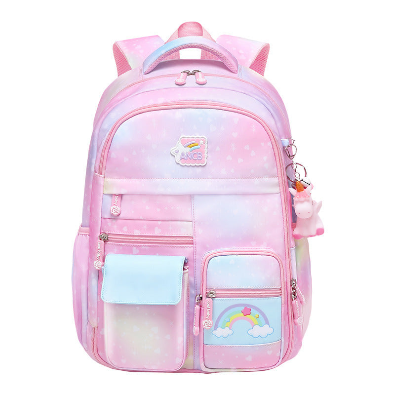 New children's schoolbag for girls in grades 3-6, schoolbag for primary school students to reduce the burden and protect the spine, large-capacity men's and women's backpacks.
