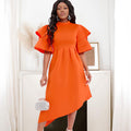 Plus size women's summer  cross-border fashion: elegant double-layer sleeve evening gown/dress for banquets and special occasions