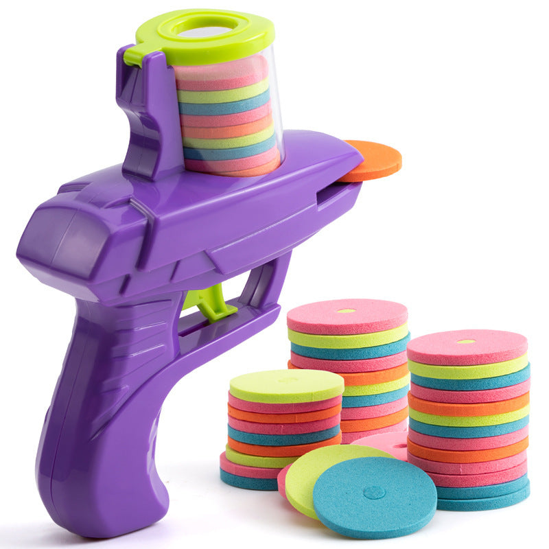 Cross-mirror wholesale decompression soft bullet gun family outdoor kids toys flying disc toy gun children's outdoor battle game