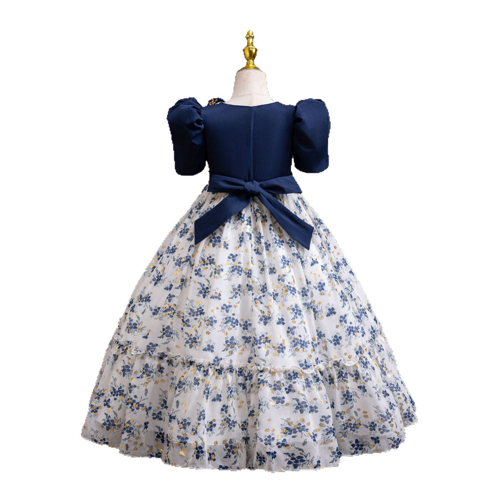Export ready-made kids dress chiffon floral princess dress little girl model catwalk dress kids dress