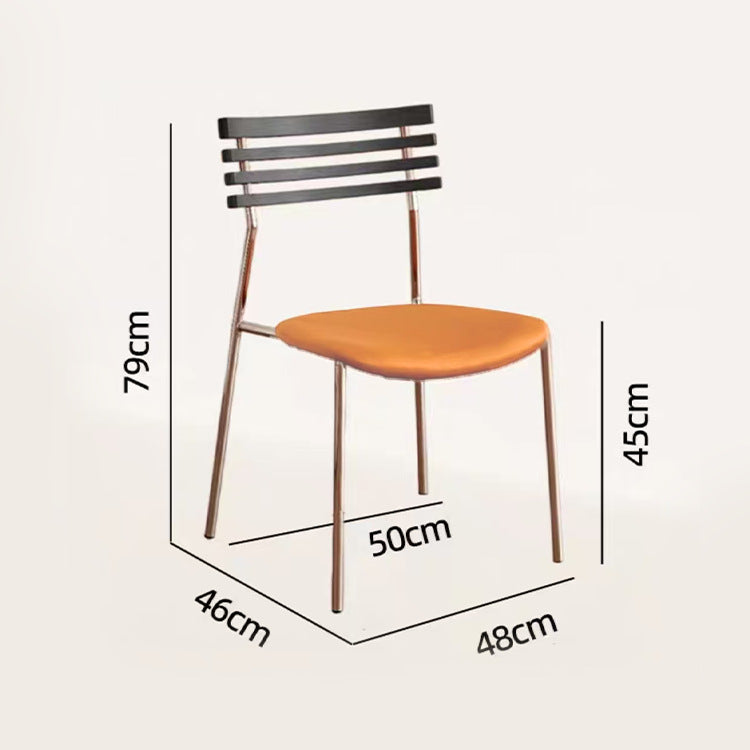 Creative milk tea shop backrest chair - minimalist metal frame upholstered dining chair - retro designer cafe restaurant chair