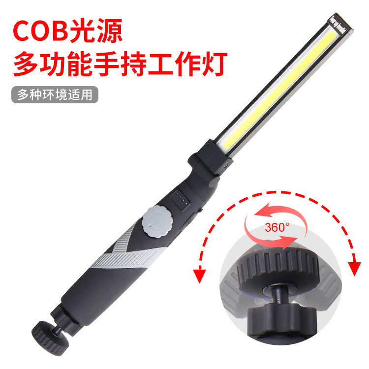 Cross-border new COB stepless focusing 90 degrees placement magnetic attraction strong light USB charging work light LED flashlight