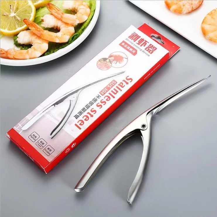 Stainless steel shrimp deveiner & shucker - kitchen gadget for removing veins, shelling, and backing shrimp