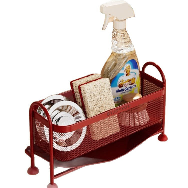 Kitchen sink storage rack countertop rag sponge dishwashing wipe steel ball drain rack vegetable sink narrow side storage rack