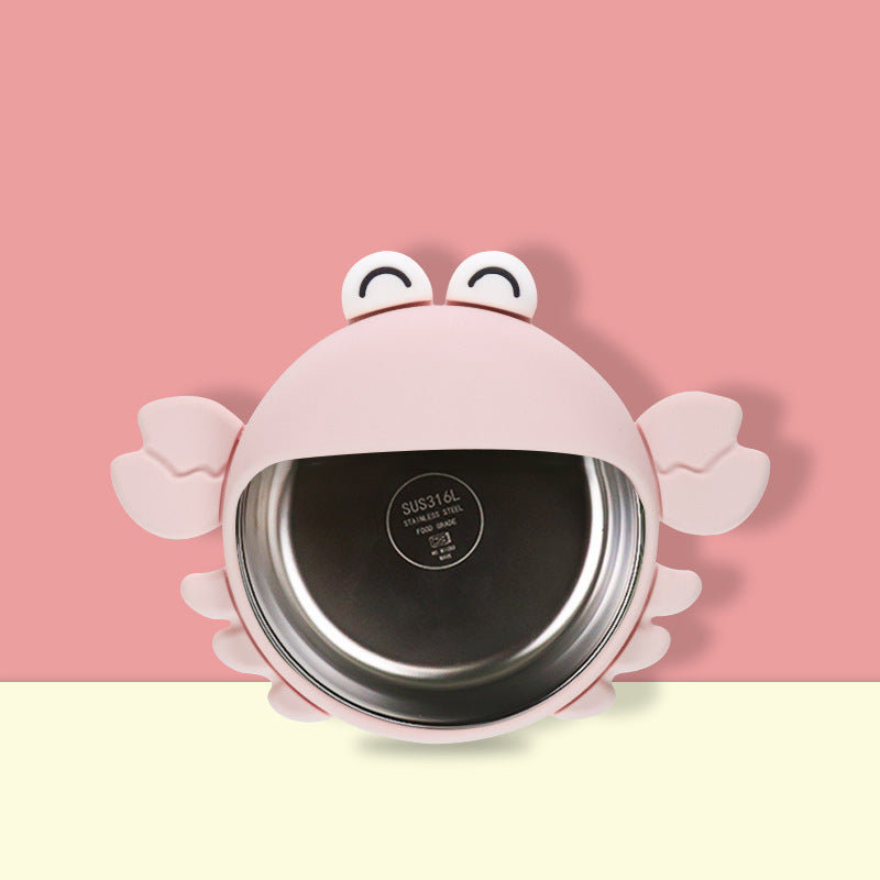 Children's silicone complementary food bowl feeding stainless steel anti-scalding baby eating plate baby special tableware independent