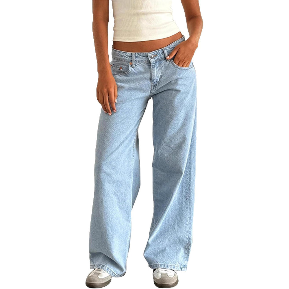 Fashionfashionjeans women's new best-selling exportstylish street low-waist wide-leg pants washed loosejeans