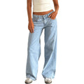 Fashionfashionjeans women's new best-selling exportstylish street low-waist wide-leg pants washed loosejeans