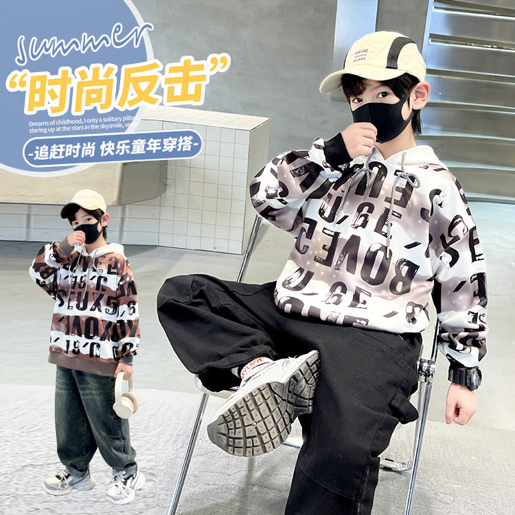 Children's clothing boys spring clothing sweatshirt spring & fall new arrivalchildrentopsspring boys handsome street trendy