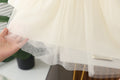 Girls' autumn dress - toddler & little girl hepburn style fashionable dress - little girl's puff sleeve bowknot mesh skirt