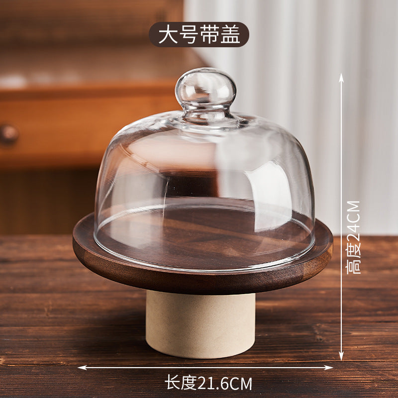 Acacia wood retro high-footed tray medieval style jewelry storage tray display tray living room desktop fruit tray fruit tray