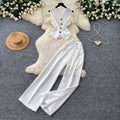 Korean style commute outfit sleeveless v-neck vest two-piece set women's summer high-waisted slimming fashion suit
