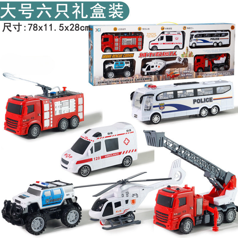 Large Children's Inertia Boy Toy Car Construction Vehicle Excavator Crane Dump Truck Mixer Truck Gift Box Set