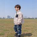 Children's winter cotton-padded jacket: unisex baby loose-fit patchwork lambswool fleece-lined sweatshirt, thickened warm outerwear