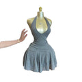 European and american cross-border women's fashion:  summer new arrivals - sexy & chic sleeveless v-neck halter neck irregular strap dress
