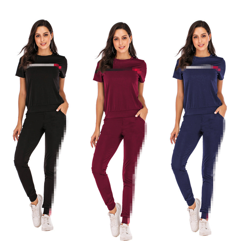 S3556 2020 summer hot selling european and american clothing cross-border minimalist fashion casual striped tracksuit set