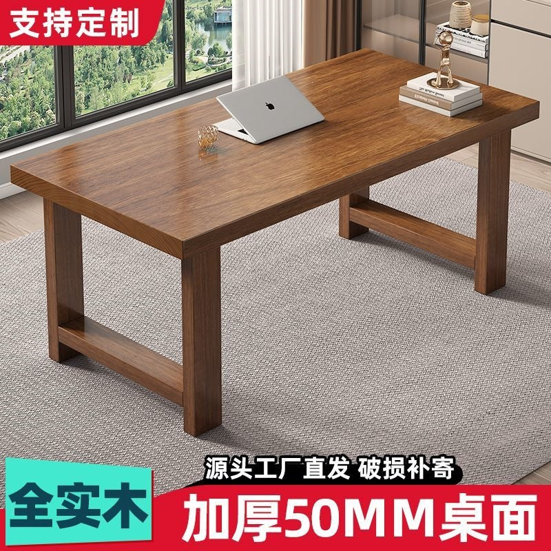 Solid wood desk - rectangular computer desk for bedroom, home office, and study - ideal for middle school students and workspaces