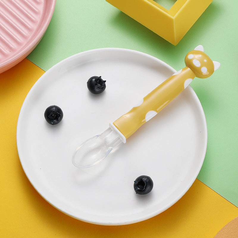 Baby silicone spoon baby complementary food feeding spoon soft head complementary food spoon baby eating training spoon feeding complementary food spoon