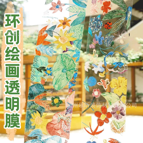 Wholesale Kindergarten Huanchuang Thickened Painting Transparent Glass Sticker Children's Classroom Art Graffiti Plastic Hanging Painting Canvas