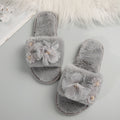Popular thick sole furry slippers for women indoor and outdoor wear plus size 2024fall and winter large flower home fleece-linedheattech flip flops