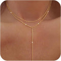 European and american cross-border fashion zircon y-shape long necklace, stackable tassel choker, unique fashion jewelry for women