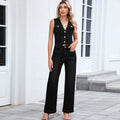Fashion cross-border export  new style washed american fashion v-neck sleeveless vest pants two denim suit