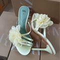 Za2024 summer new women's shoes floral decorated thin strap high heel sandals casual versatile fashion sandals for women