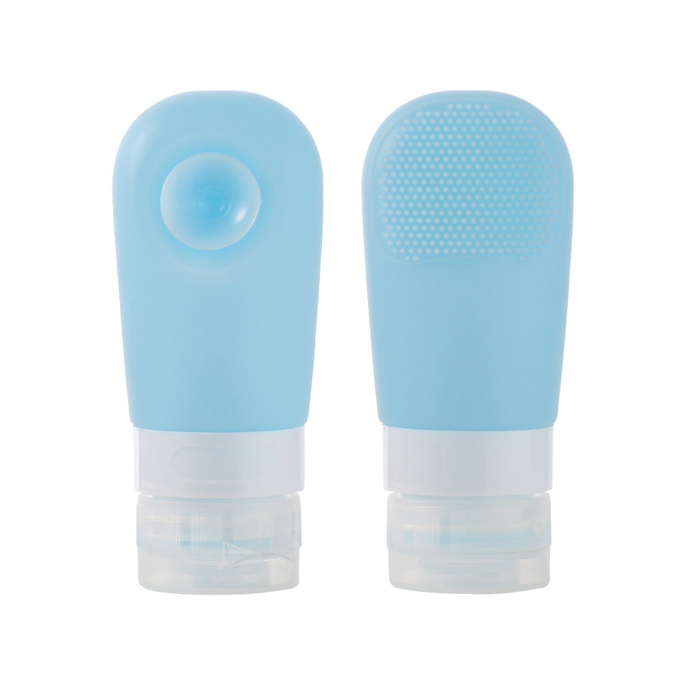 Press the outdoor travel silicone sub-bottle with suction cup brush 60ML laundry detergent shower gel silicone storage bottle